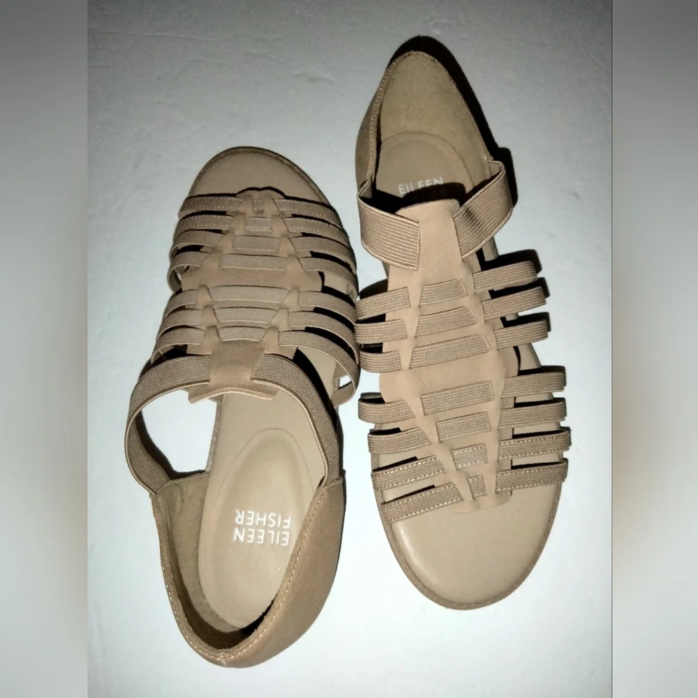 Eileen Fisher (Size 6) Nude Rato Strappy  Comfort Slipon Casual Open Toe Sandals